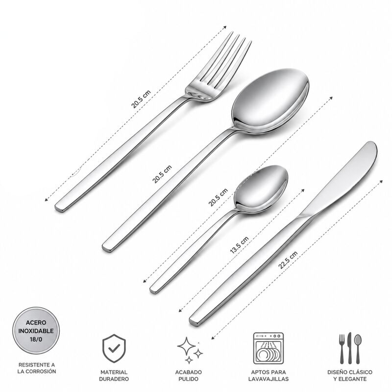Set Cubiertos Vasconia 16 Pzas Acero Inox Plata image number null