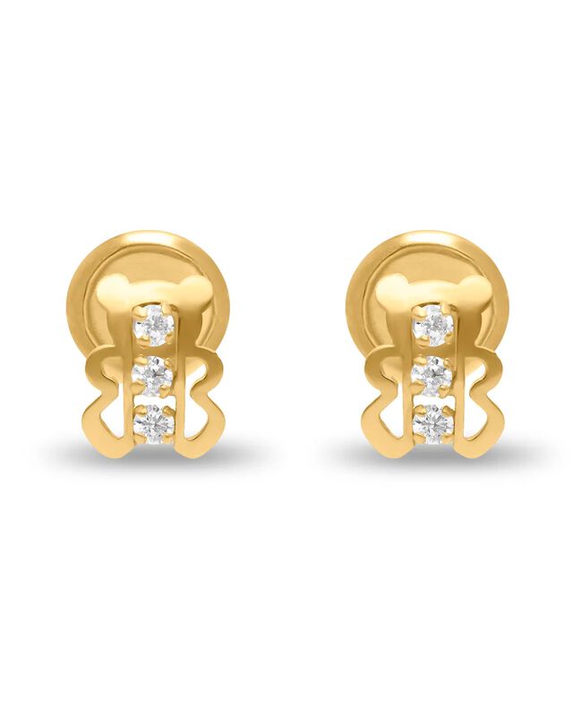 Broqueles De Osito En Oro Amarillo 14k Con Zirc... image number null