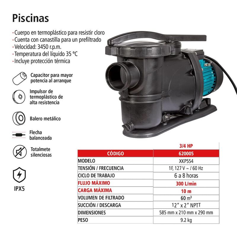 Bomba Para Alberca, Iusa 3/4 Hp image number null