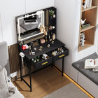 Tocador Maquillaje Negro con Espejo LED