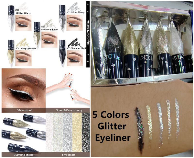 Delineador L&iacute;quido Con Glitter Go Ho 5 Colores ... image number null