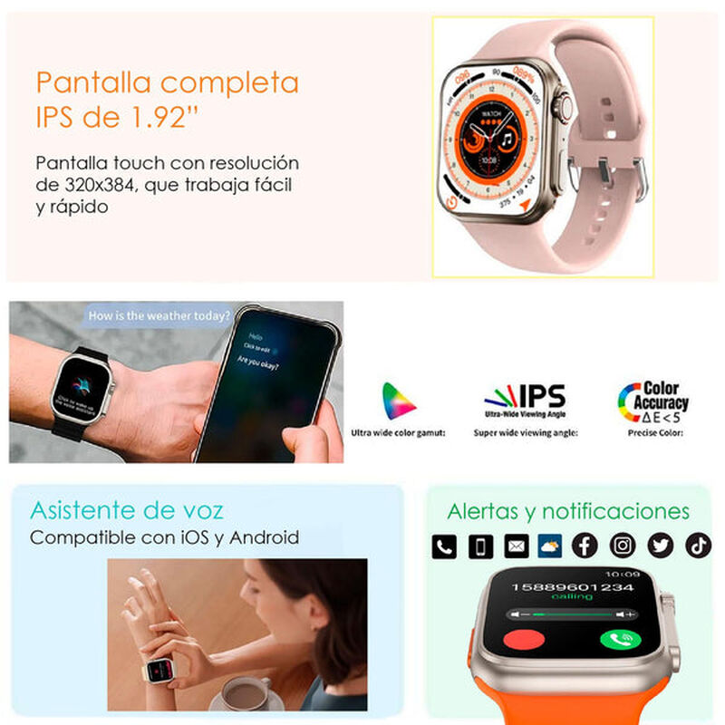 Reloj Smartwatch Vak Y3 Con Audífonos Bluetooth... image number null
