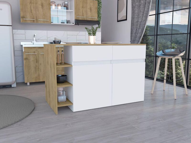 Barra De Cocina Polux Blanco Y Beige Virtual Mu... image number null