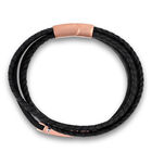 Pulsera De Acero En Color Negro Y Rosa Con Piel Negra