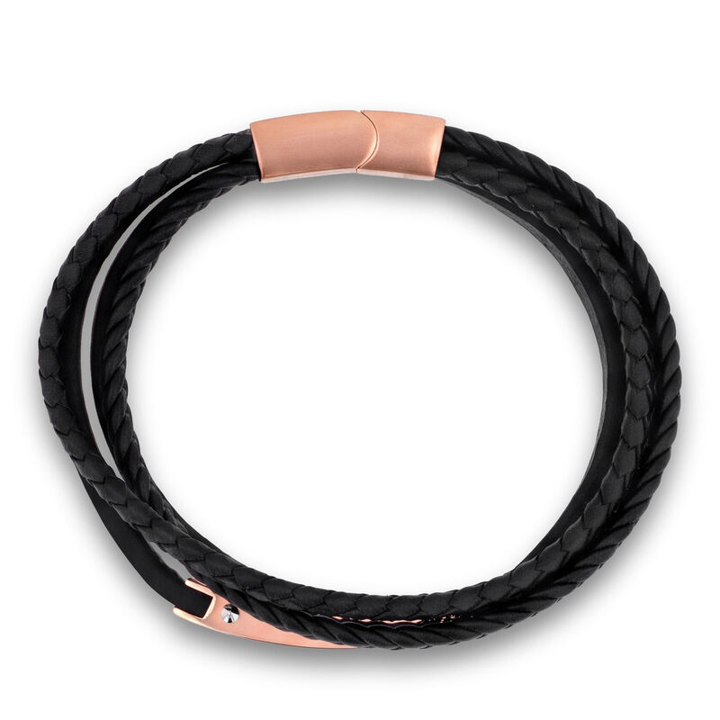 Pulsera De Acero En Color Negro Y Rosa Con Piel... image number null