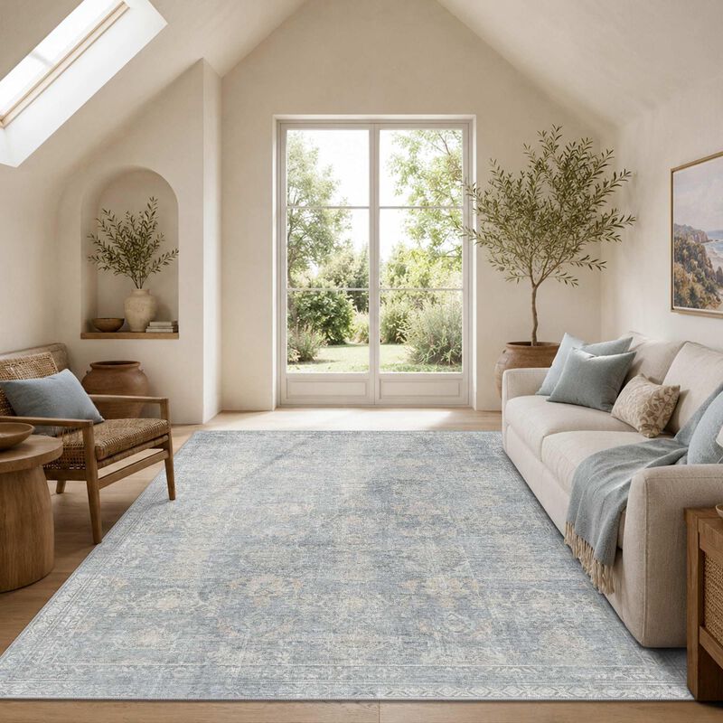 Alfombra De &Aacute;rea Rugxara 183x274 Cm Lavable Azu... image number null