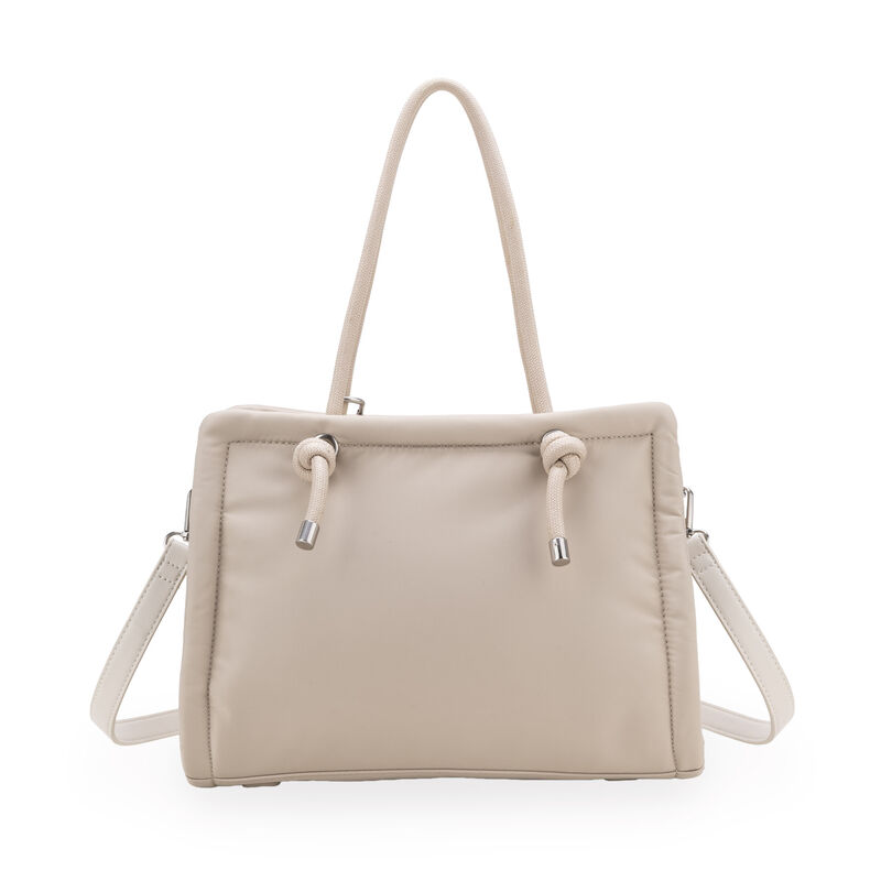 Bolsa Tote Mediana Acolchonada Color Beige image number null