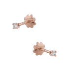 Broqueles Oro Rosa 10k Con 5pts De Diamante