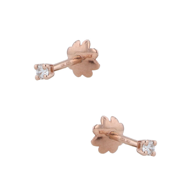 Broqueles Oro Rosa 10k Con 5pts De Diamante image number null