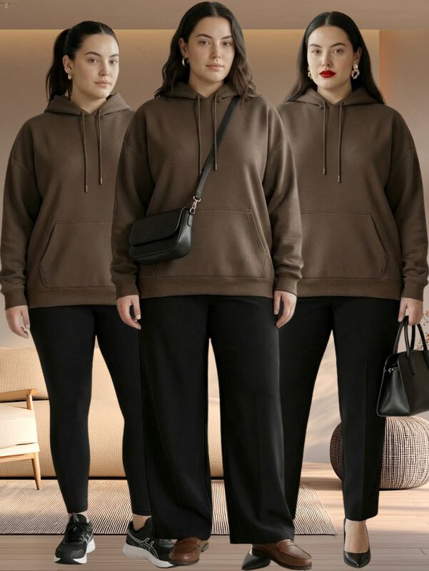 Sudadera Oversize C&oacute;moda Vers&aacute;til SUD-1021 Caf&eacute;... image number null