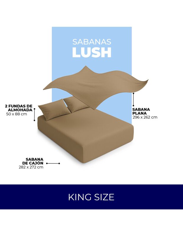 Juego de S&aacute;banas Lush 300 Hilos 100% Algod&oacute;n Kh... image number null