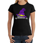 Camiseta Word Art Para Mujer - Gato de Bruja Asom&aacute;ndose- Negro