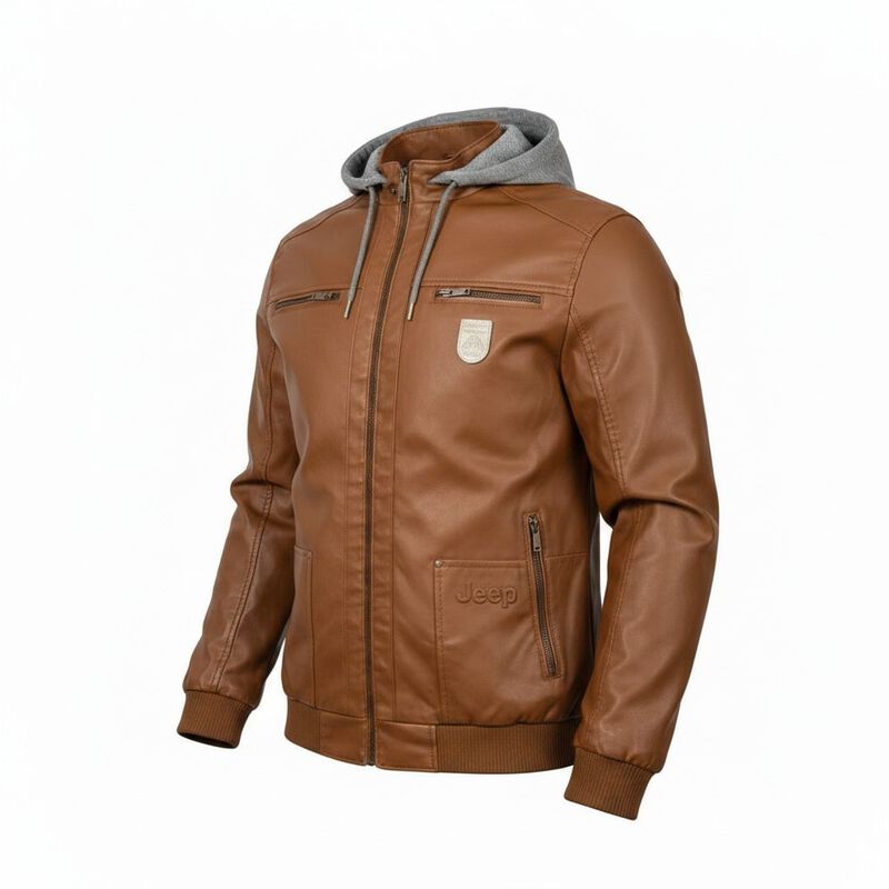 Chamarra Con Gorro Jeep Color Camel Para Hombre image number null