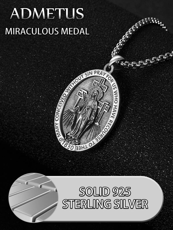 Collar Admetus Medalla Milagrosa 38&times;27 mm Plata image number null