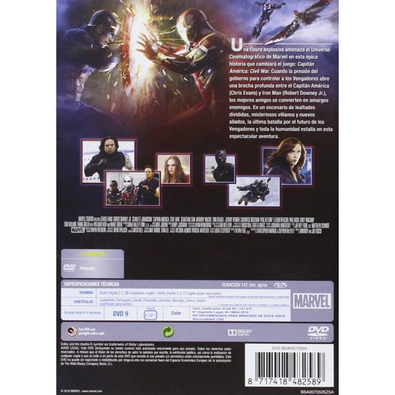 Capit&aacute;n Am&eacute;rica: Civil War [dvd] image number null