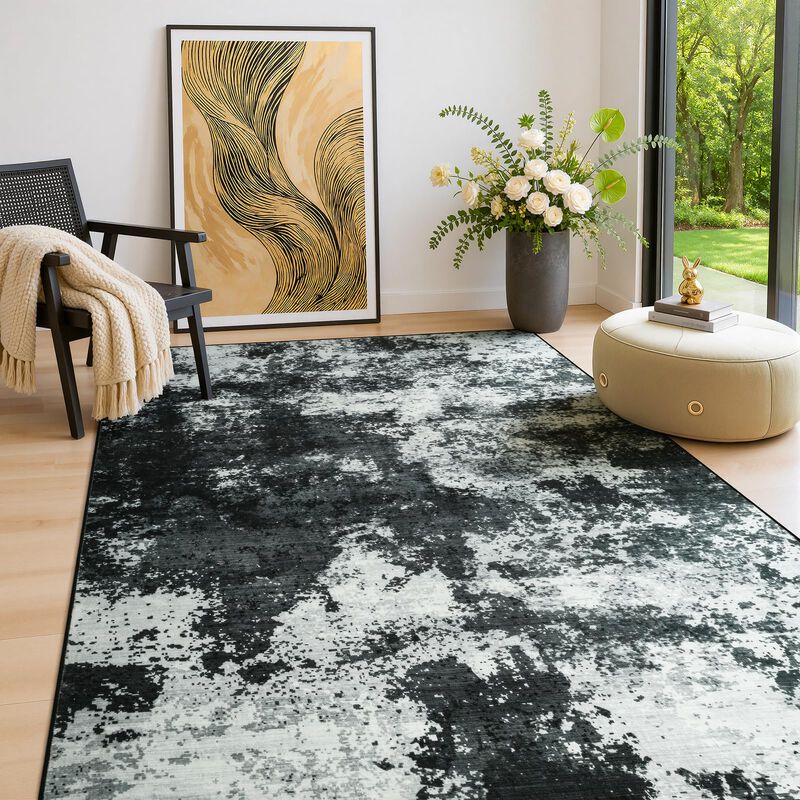 Alfombra Merelax 91 cm &times; 152 cm Gris Lavable An... image number null