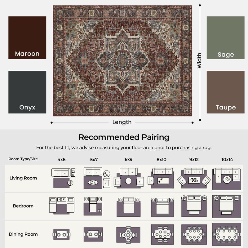 Alfombra Kokia 6x9 Marr&oacute;n Lavable Vintage Boho image number null