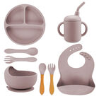 Juego de babero y accesorios de silicón Aquila baby Rosa Palo