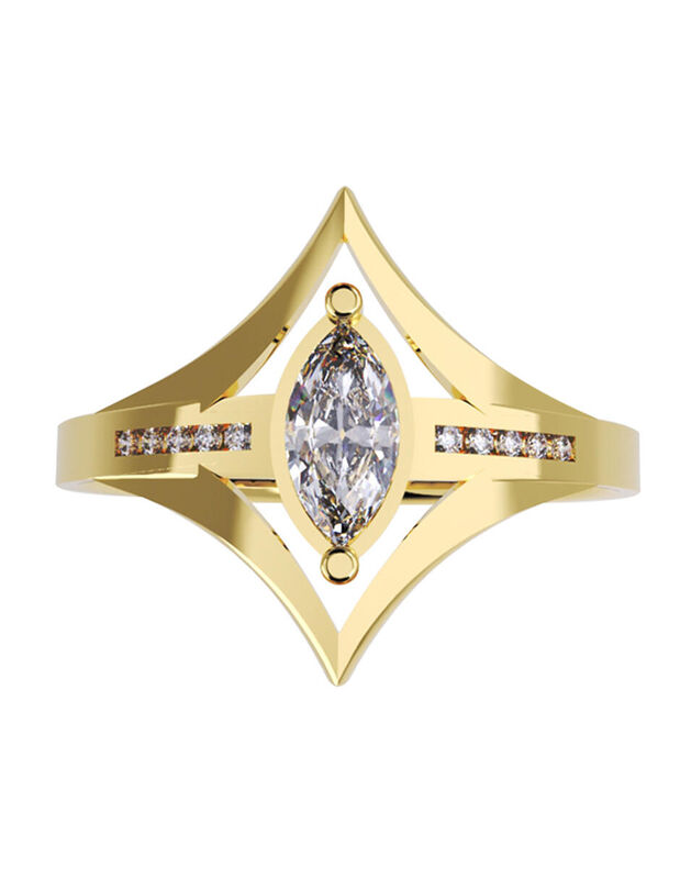 Anillo de Compromiso en Oro Amarillo 14K con Ci... image number null