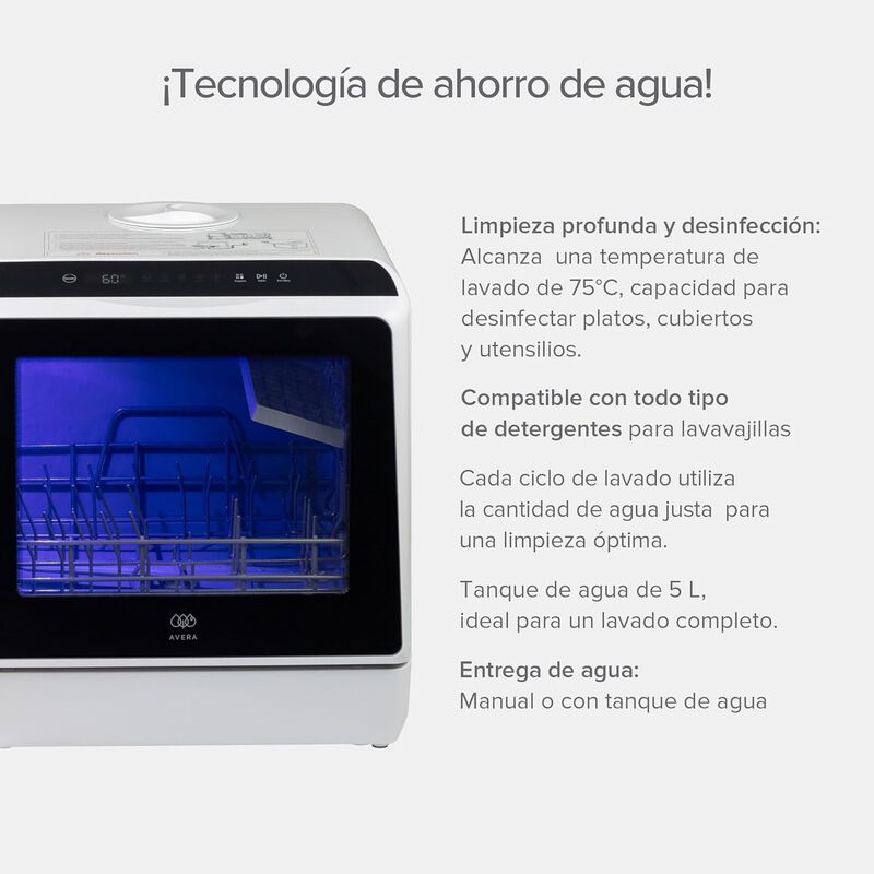 Avera Lavavajillas Port&aacute;til De Encimera 5 Progr... image number null