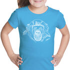 Camiseta Word Art Para Ni&ntilde;a - Chimpanc&eacute; - Turquesa