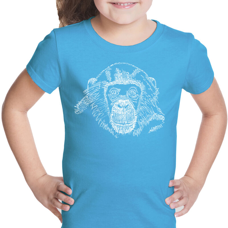 Camiseta Word Art Para Ni&ntilde;a - Chimpanc&eacute; - Turqu... image number null