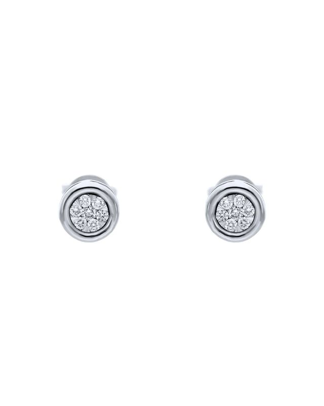 Broqueles De Oro Blanco 14k Con 15pts De Diaman... image number null