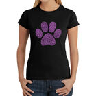 Camiseta Word Art Para Mujer - Huella de Perro XOXO- Negro