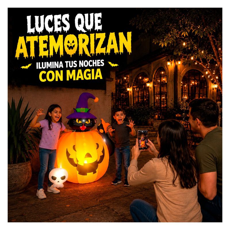 Inflable Halloween Calabaza Gato Negro Brujo 1.... image number null