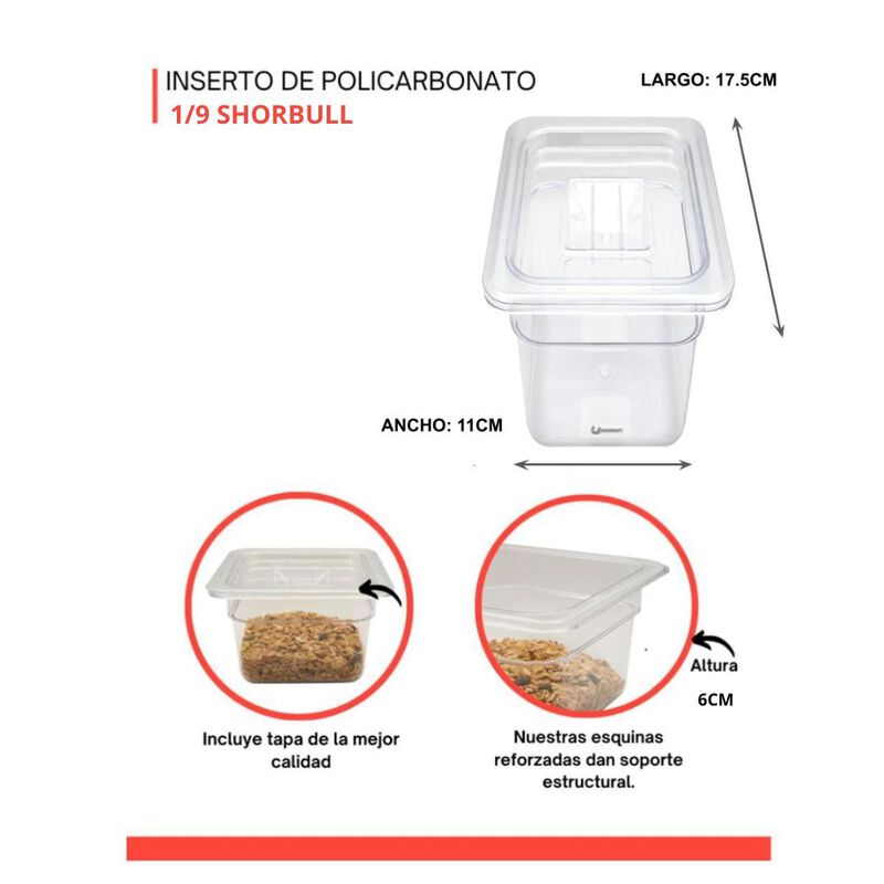 Inserto policarbonato 1/9 6cm con tapa Shorbull image number null