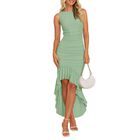 Vestido Zesica Bodycon Fruncido Verde Salvia