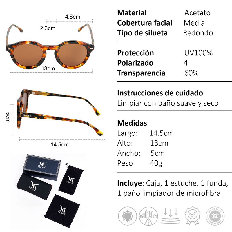 Lentes De Sol Xolek 113 Acetato Retro Animal Uv... image number null