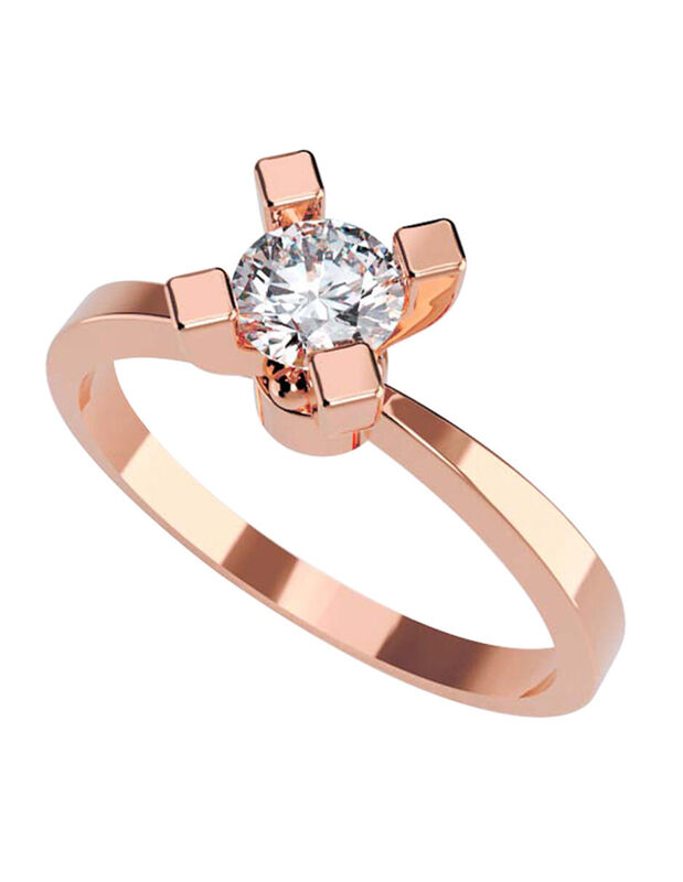 Anillo de Compromiso en Oro Rosa 14K con Circon... image number null