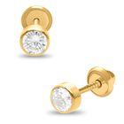 Broqueles De Oro Amarillo 14k Con Zirconias (4 Mm)
