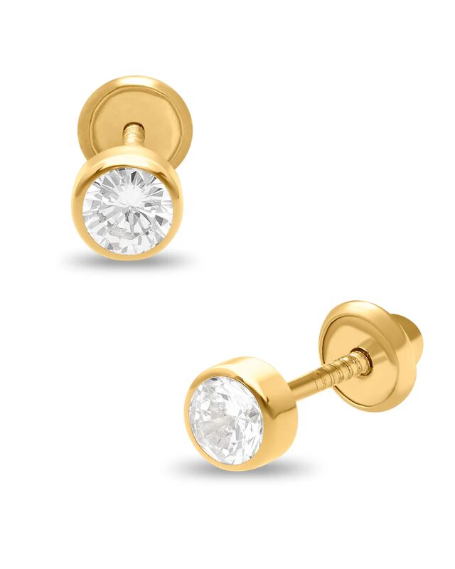 Broqueles De Oro Amarillo 14k Con Zirconias (4 ... image number null