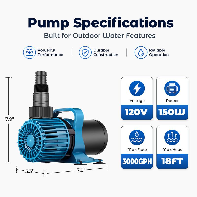 Bomba de agua Tongchant 150W 3000 GPH image number null