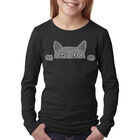 Camiseta De Manga Larga Word Art Para Ni&ntilde;a - Gato Asom&aacute;ndose - Negro