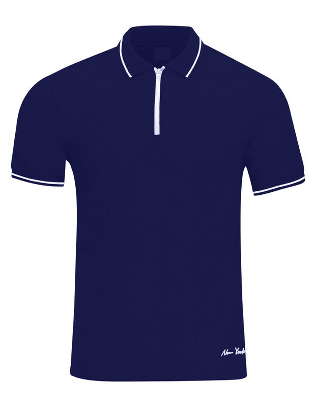 Playera Casual Cuello Con Cierre Hombre Azul Ma... image number null
