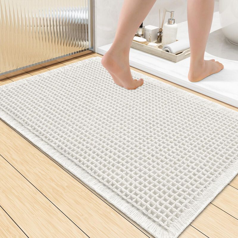 Tapete De Ba&ntilde;o Smiry 91x61 cm Blanco Roto Con T... image number null
