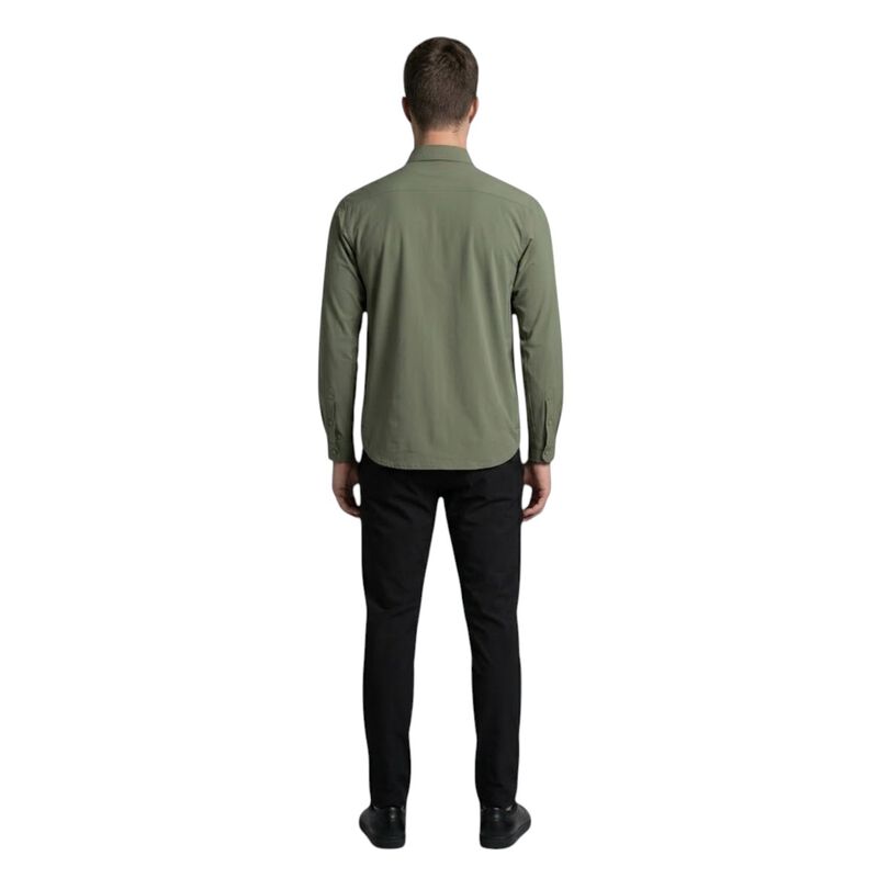 Atlo Camisa Lisa Manga Larga Olive Para Hombre image number null