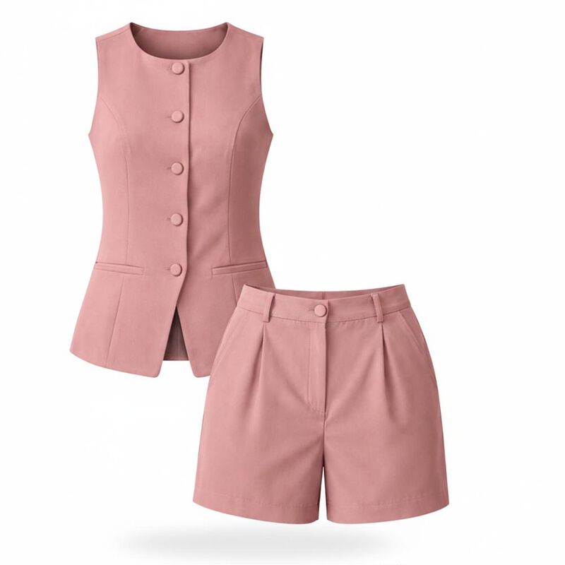 Conjunto De Short Con Chaleco Cuello Redondo image number null