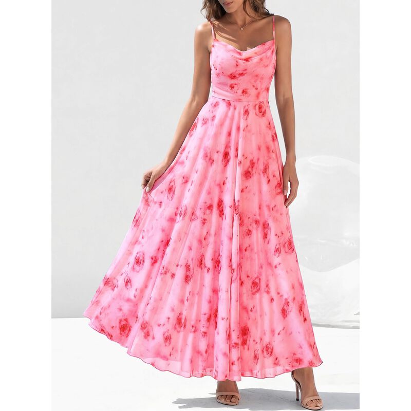 Vestido Maxi Floral BTFBM con Tirantes Finos image number null