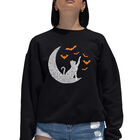 Sudadera De Cuello Redondo Word Art Para Mujer - Murci&eacute;lagos Lunares - Negro