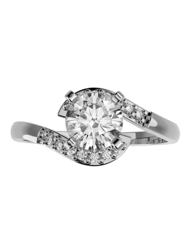 Anillo de Compromiso en Oro Blanco 14K con Circ... image number null