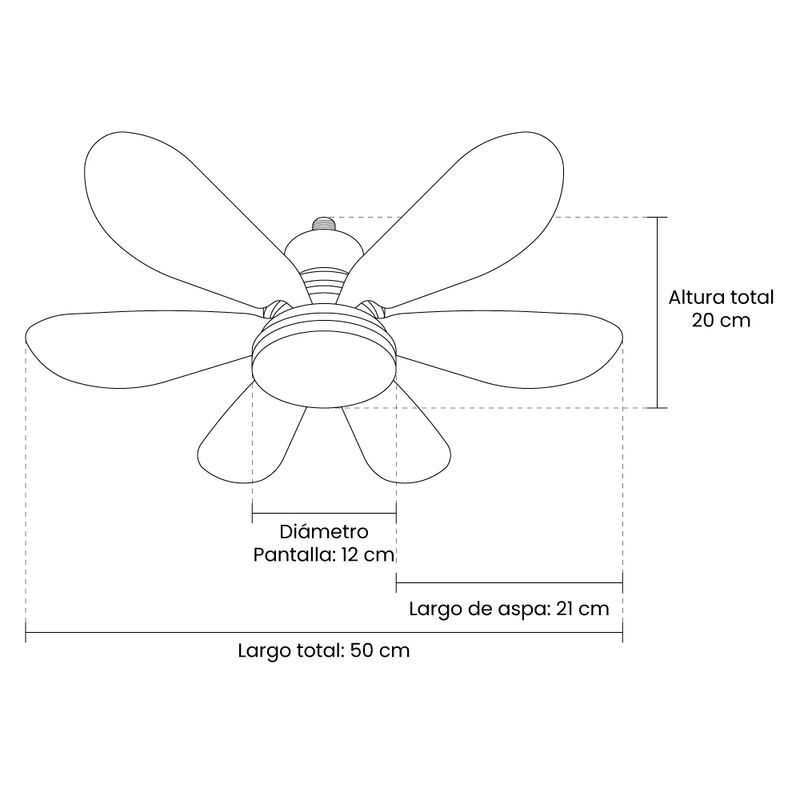 Foco Ventilador LED HEXA 50cm para Socket E27 c... image number null