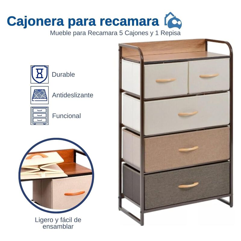 Cajonera con 5 Cajones, 4 Niveles y 1 Repisa pa... image number null