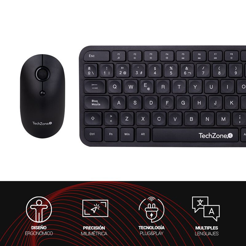 TechZone Kit Teclado Y Mouse Inalámbrico Techzo... image number null