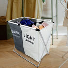 Cesto Para Ropa con 2 Separaciones  Gris /Blanco