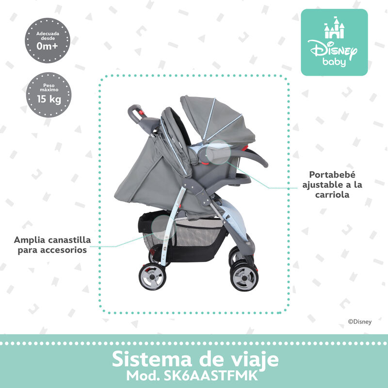 Carriola Para Bebe Disney Mickey Con Portabeb&eacute; ... image number null