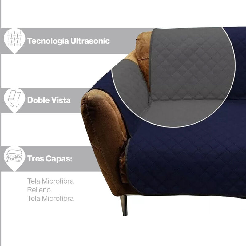 Cubre Sof&aacute; Doble Vista Jenin Home Marino/Gris image number null